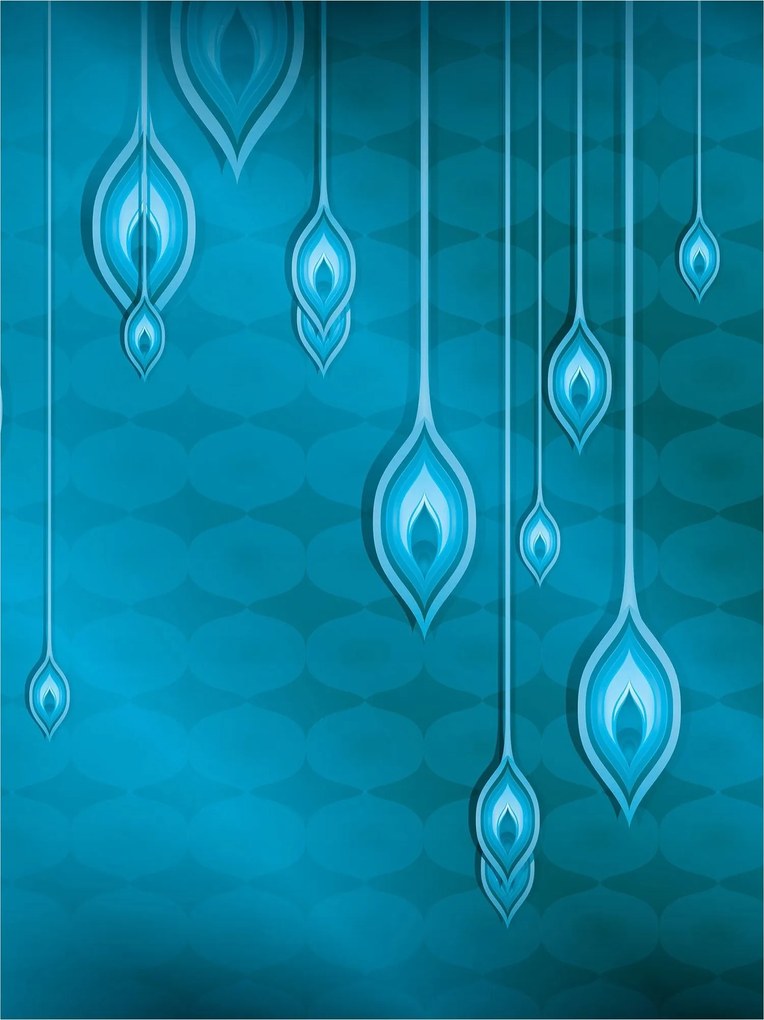 Flizelin fotótapéta Kék lángok és levelek Absztrakt 206x275 +ragasztó