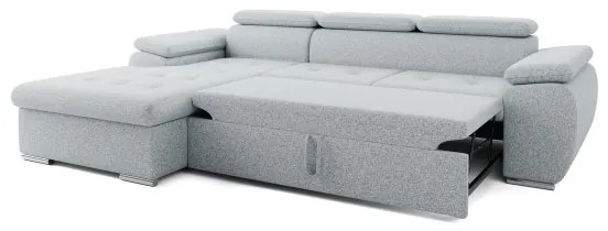 Ággyá nyitható L-alakú sarok ülőgarnitúra tárolóval PADUA szürke balos