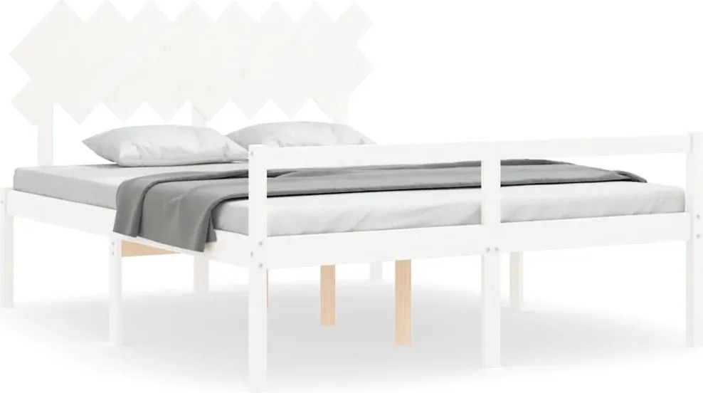 vidaXL fehér tömör fa ágy időseknek fejtámlával 160x200 cm