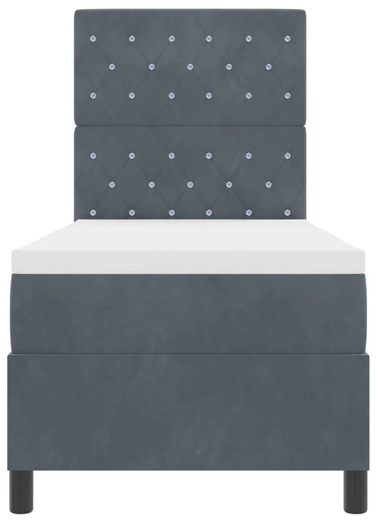 Boxspring Ágy Matraccal Sötétszürke 80x200 cm Bársony