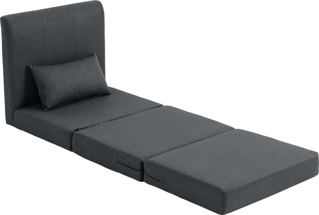 HOMCOM 2 az 1-ben összecsukható padlószékágy — lenhatású párnázott vendégfotel, ággyá alakítható, sötétszürke (80 x 75 x 74 cm) | Aosom