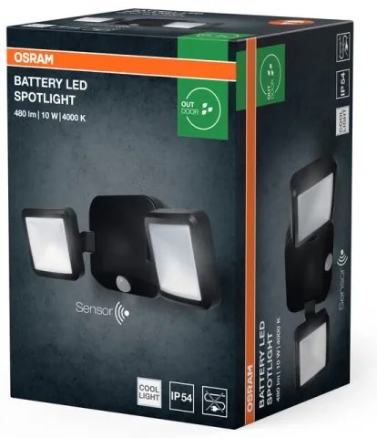 Osram - LED kültéri fali reflektor érzékelővel BATTERY 2xLED/5W/4xD IP54
