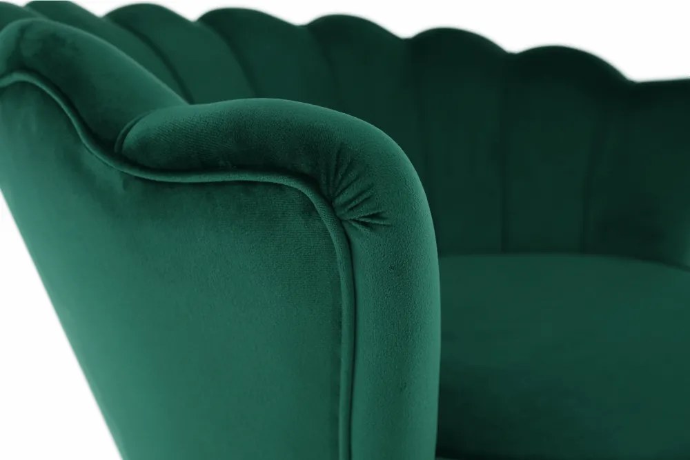 Fotel Art-deco stílusban, smaragd Velvet anyag/gold króm-arany, NOBLIN