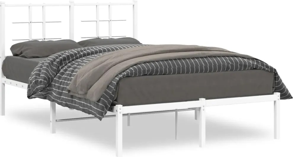 vidaXL fehér fém ágykeret fejtámlával 120 x 200 cm