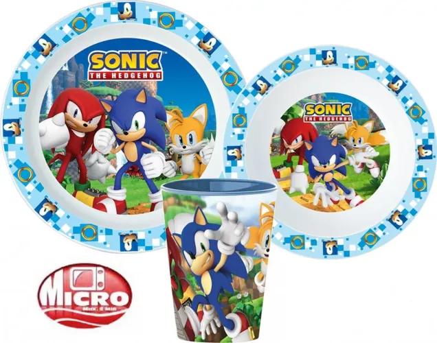 Sonic étkészlet szett pohárral