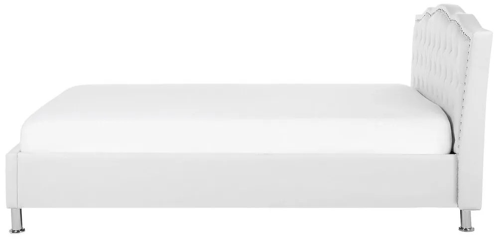 Franciaágy 140 cm MATH (ágyráccsal és tárolóhellyel) (fehér). 1007347