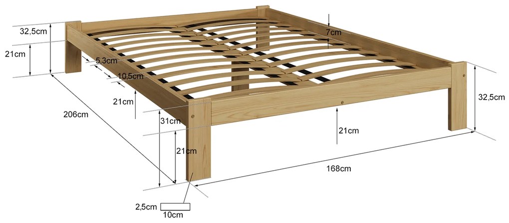 Fa ágy 160x200 VitBed Anzu tölgy