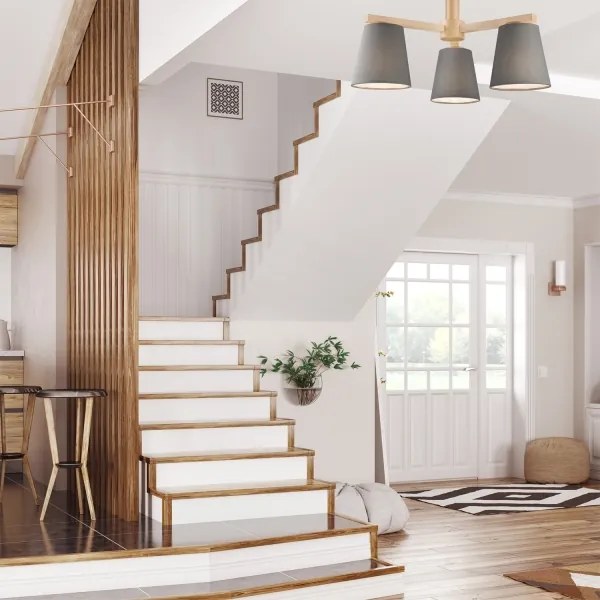 ELLIE 3xE27/60W/230V szürke/bükk mennyezeti lámpa