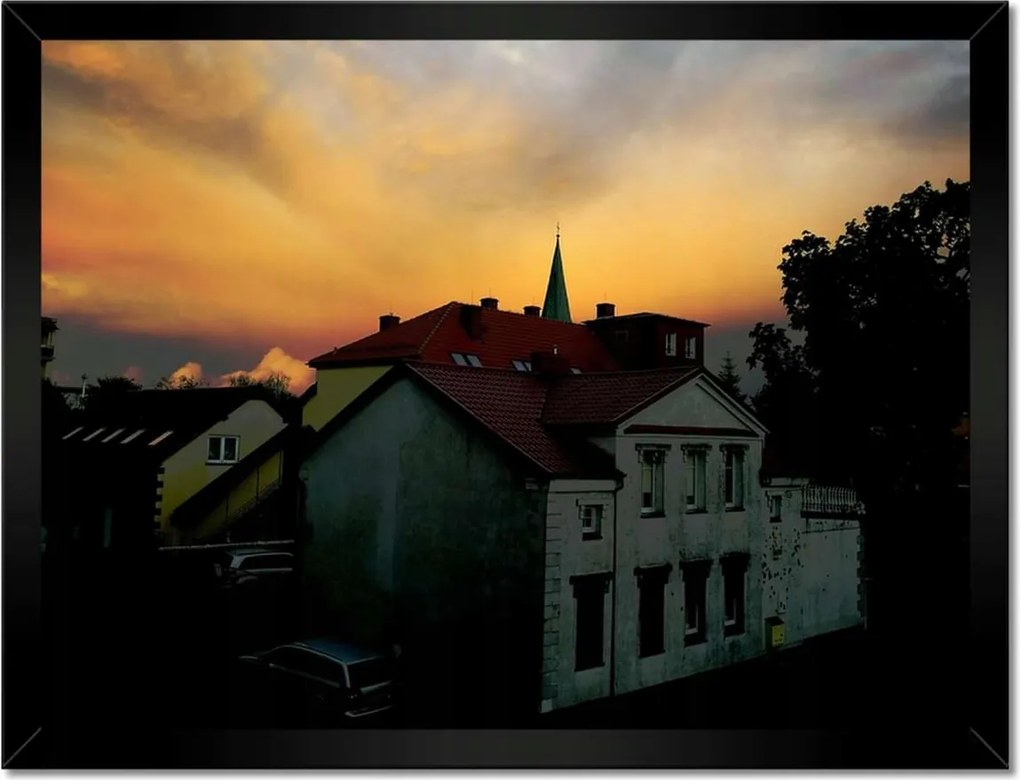 Poszterek keretben 40x30 Naplemente a házak felett