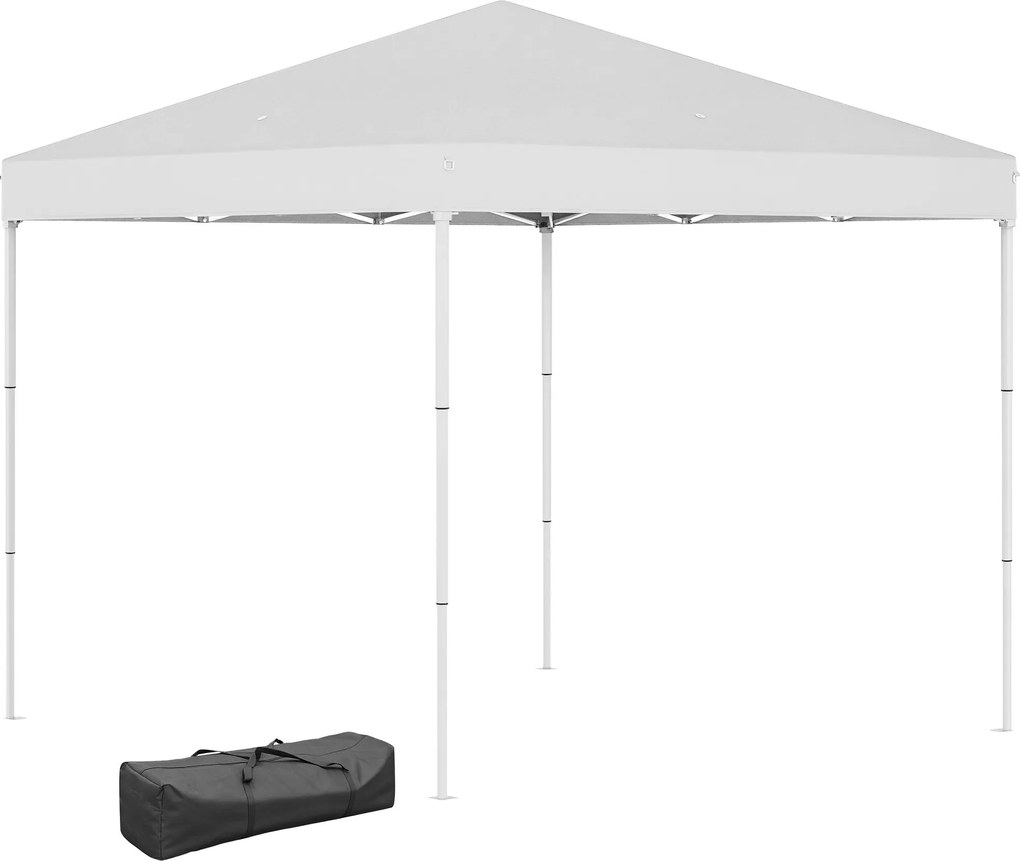 Outsunny Összecsukható Pavilon 2,5x2,5 m Pop Up, 8 Szívónyílással és Hordtáskával, Kültéri Acél és Oxford Pavilon, Kerthez, Bulikhoz, Fehér | Aosom