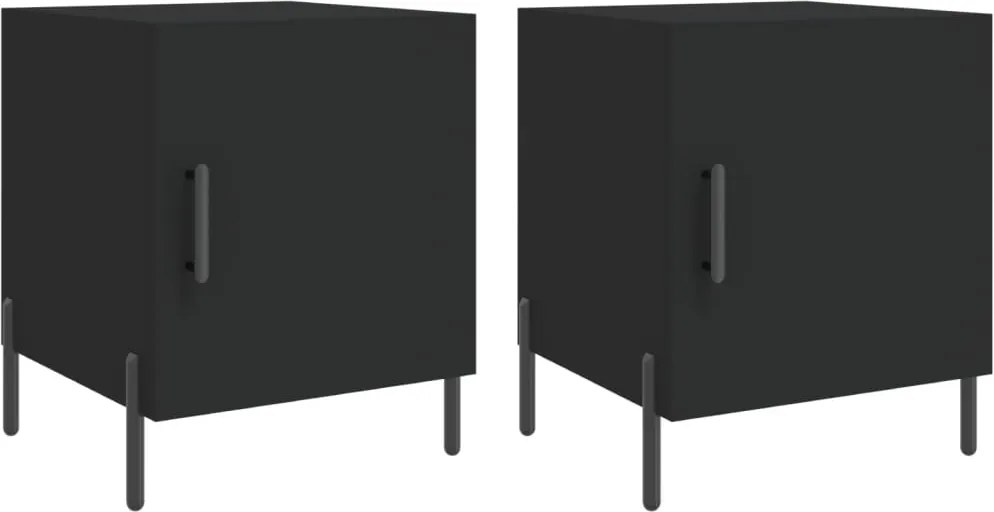 vidaXL 2 db fekete szerelt fa éjjeliszekrény 40 x 40 x 50 cm