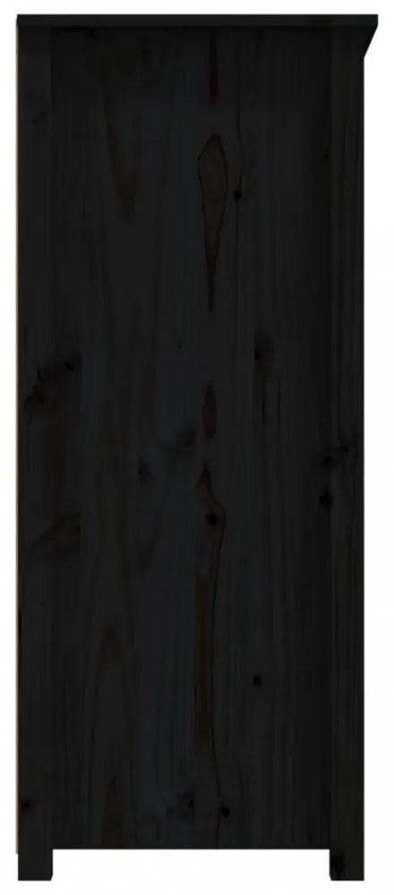 fekete tömör fenyőfa tálalószekrény 83 x 41,5 x 100 cm