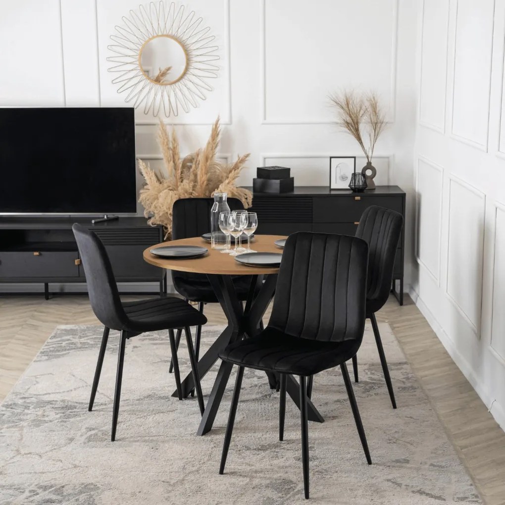 Stół LAUREN 80 cm Dąb Złoty/Czarny