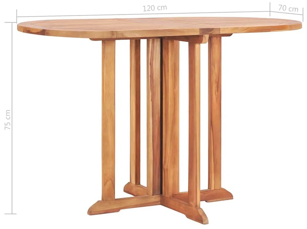 tömör tíkfa lehajtható lapú kerti asztal 120 x 70 x 75 cm