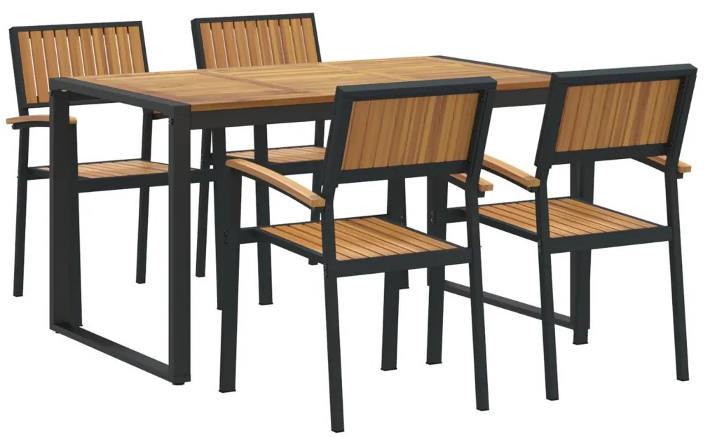 Kert étkező szett 5 pcs Fekete és barna 140 x 80 x 75 cm