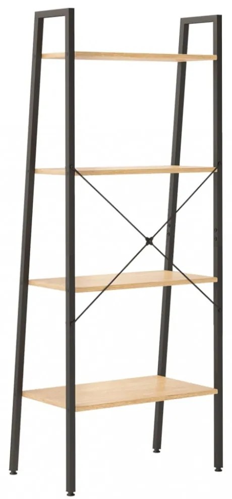 4-szintes világosbarna-fekete állópolc 56 x 35 x 140 cm
