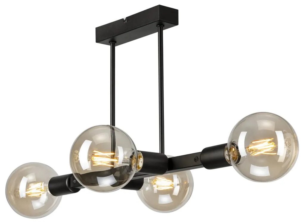 Csillár rúdon ASTRID 4xE27/60W/230V fekete