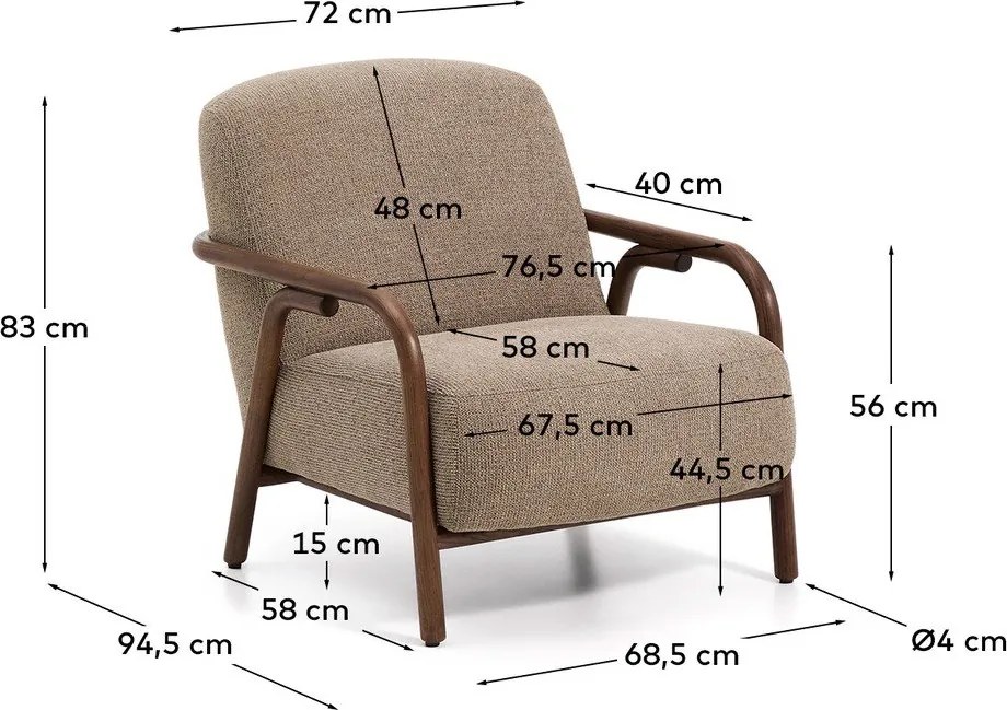 Szürkésbarna zsenília fotel Sylo – Kave Home