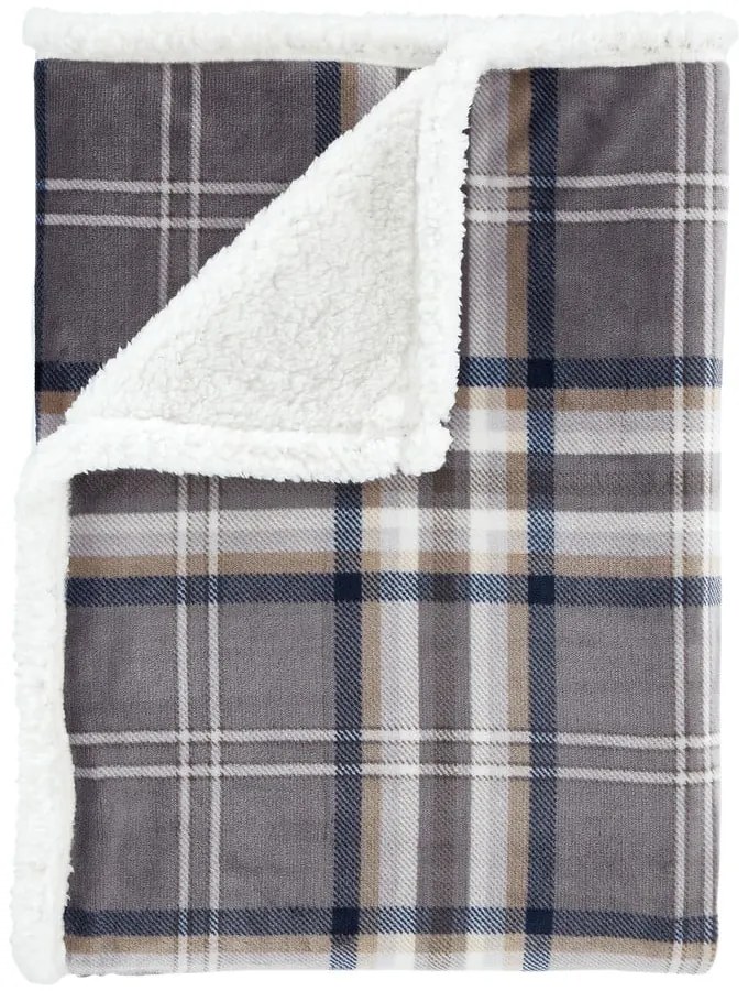 Szürke sherpa takaró 130x170 cm Kelso Check – Catherine Lansfield