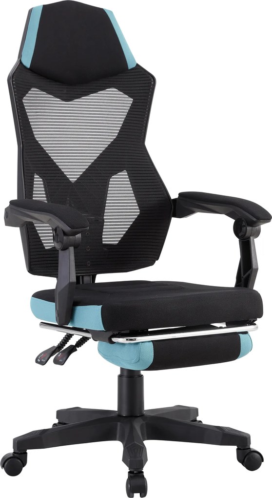 Irodai/gamer szék, fekete/neomint,  teherbírás 150 kg, JORIK NEW