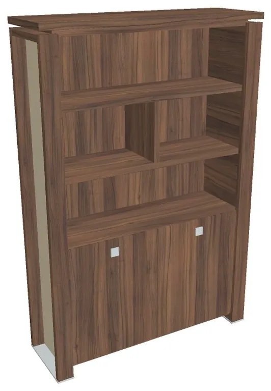 Verno+ S magas szekrény 140 x 46 x 210 cm, polccal, dió / vanília