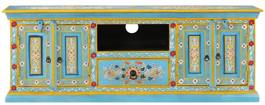 kék tömör mangófa TV-szekrény 110 x 30 x 40 cm