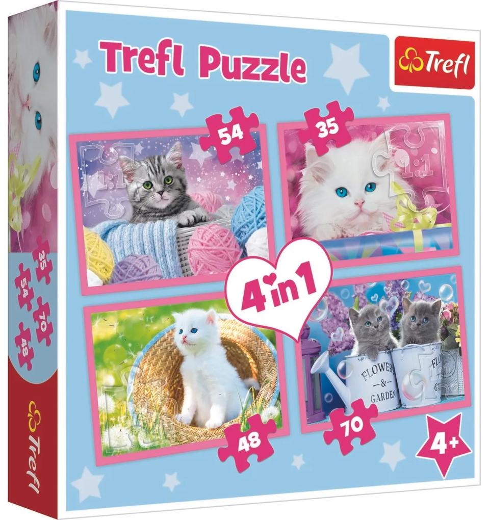 Trefl Puzzle játékos cica, 4 db