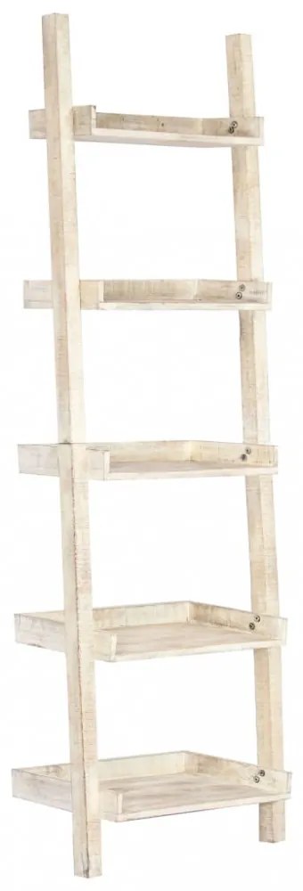 Fehér tömör mangófa létrapolc 75 x 37 x 205 cm
