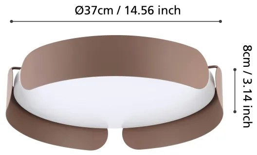 Eglo 99623 - LED mennyezeti lámpatest VALCASOTTO LED/20W/230V Ø 37 cm barna