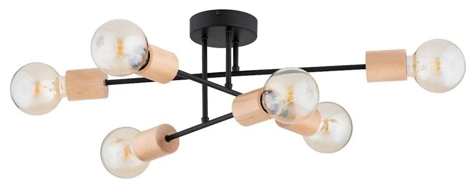 Felületre szerelhető csillár  LA-STENA 6xE27/15W/230V bézs/fekete