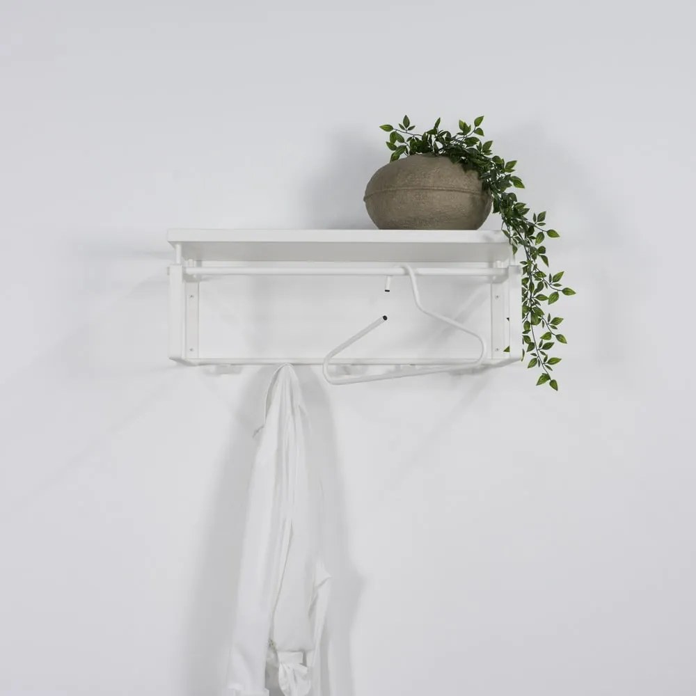 Fehér fém fali fogas polccal 70 cm Rex – Spinder Design
