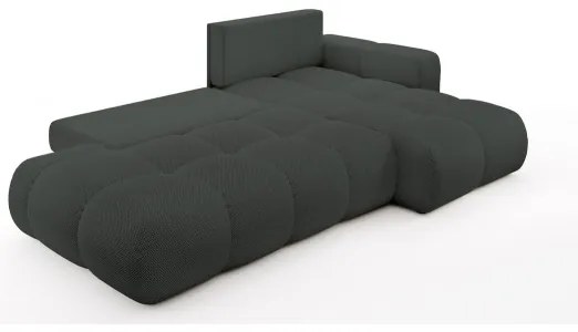 Ággyá alakítható, jobb oldali, L-alakú kárpitozott ülőgarnitúra ALMADA, antracit, tárolóhellyel