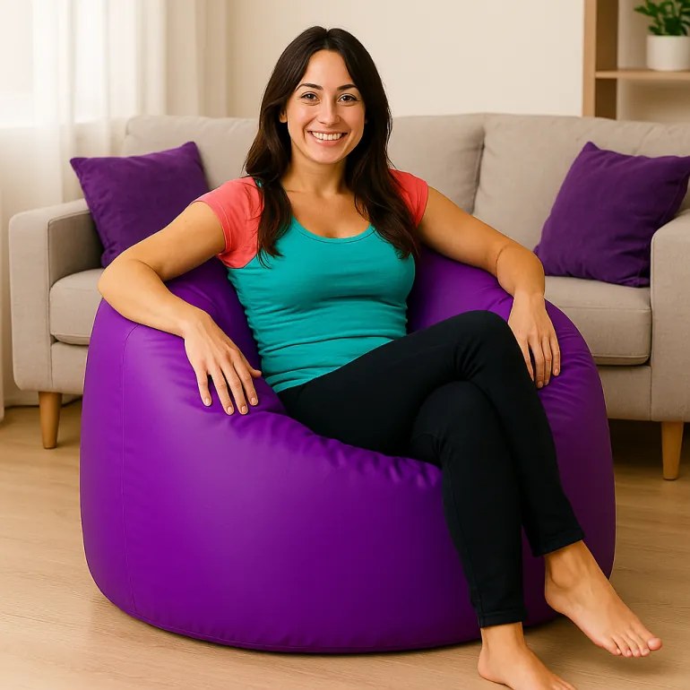 EMI Körte alakú lila műbőr babzsákfotel