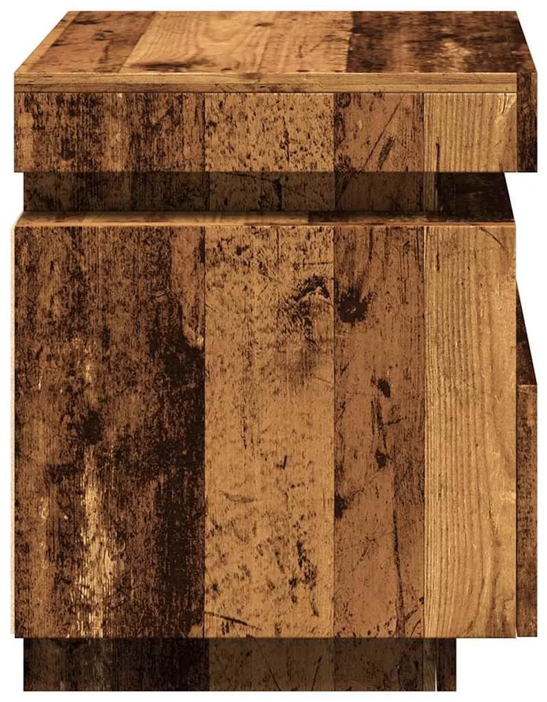 2 db antik fa színű éjjeliszekrény LED-fényekkel 40x39x48,5 cm