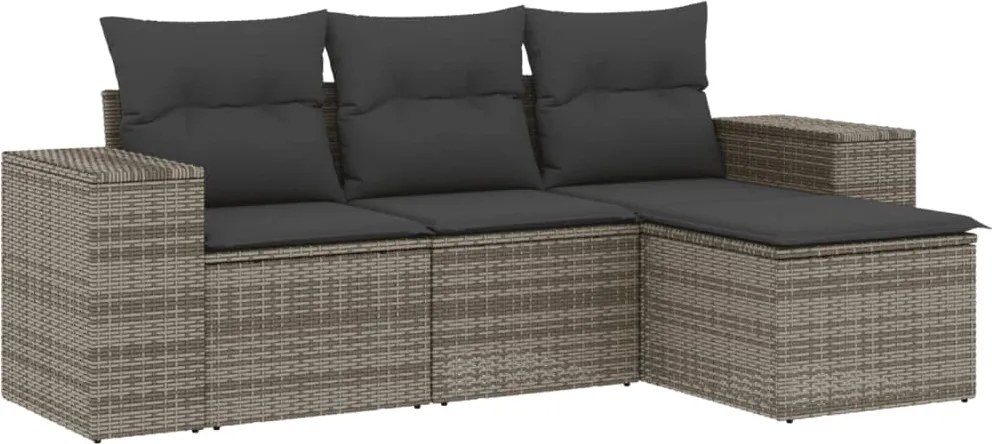 vidaXL 4 részes szürke polyrattan kerti ülőgarnitúra párnákkal