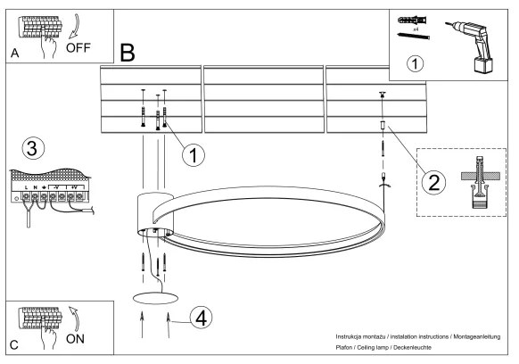 Thoro TH.224 - LED Mennyezeti lámpa RIO LED/50W/230V CRI90 3000K átm. 78 cm arany