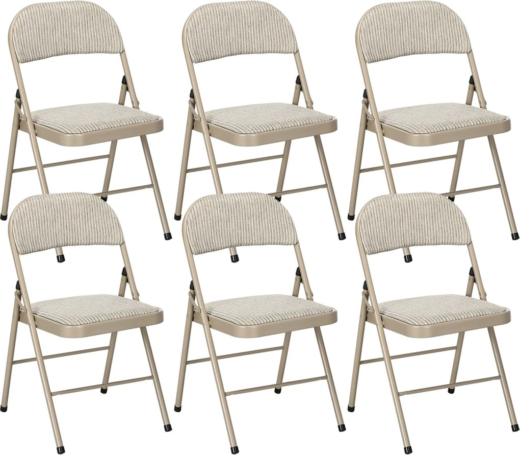 HOMCOM 6 darabos összecsukható szék készlet, hordozható étkezőszékek, beltéri összecsukható szék, vászon párnával és acél kerettel, 45 x 46 x 78 cm, b