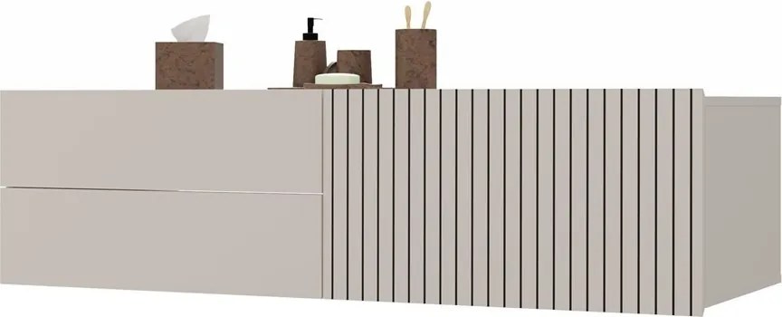 TIGO 1D2S fürdőszoba fali mosdószekrény 140x53x37.5 cm, kasmír (mosdókagyló nélkül)