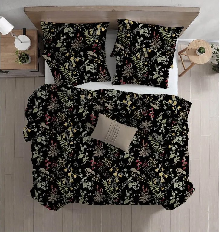 Renforcé pamut ágyneműhuzat FLORWELLA fekete Ágyneműhuzat mérete: 70 x 90 cm | 140 x 200 cm