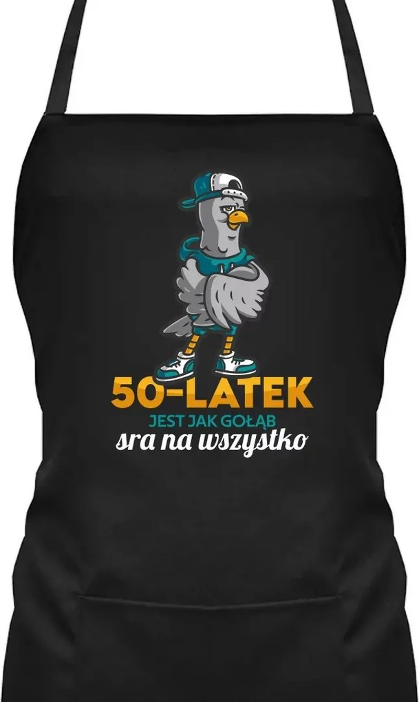 Az 50 éves olyan, mint egy galamb, mindenre Vicces Kötény 50. Születésnapra