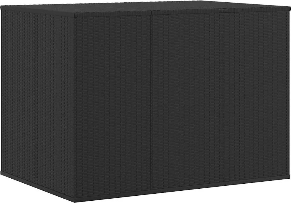 Fekete Polyrattan Kerti Párnatartó Doboz 145 X 100 X 103 Cm