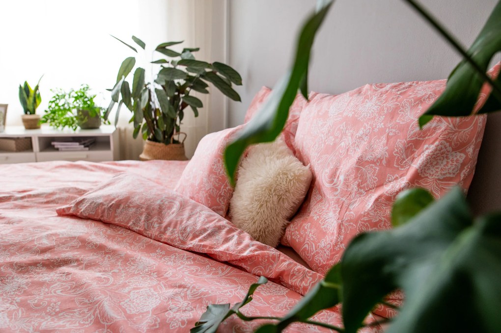 3 részes pamut ágynemű Pink Blossom 200x140cm+90x70cm TiaHome
