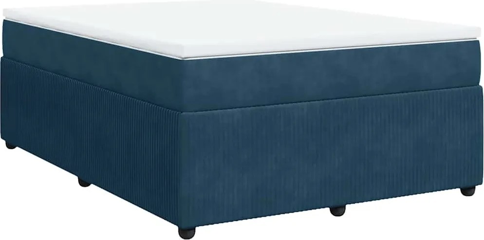 vidaXL sötétkék bársony rugós ágy matraccal 160x200 cm