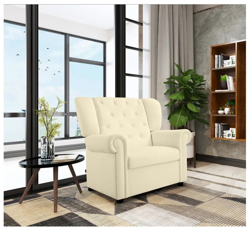 Fehér bársony chesterfield-hinta fotel Lillyse – Støraa