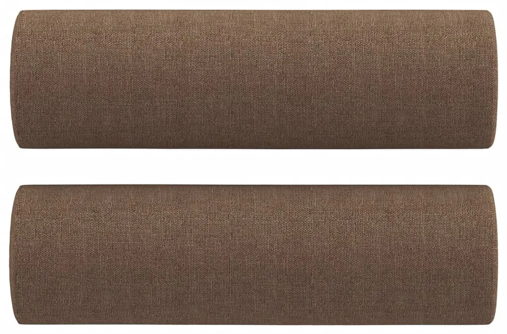 2 személyes barna szövet kanapé díszpárnákkal 120 cm
