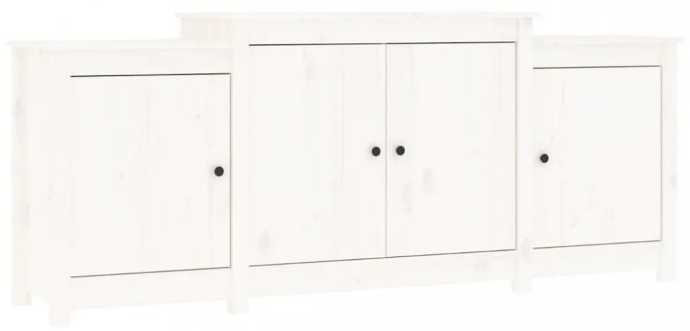fehér tömör fenyőfa tálalószekrény 164x37x68 cm