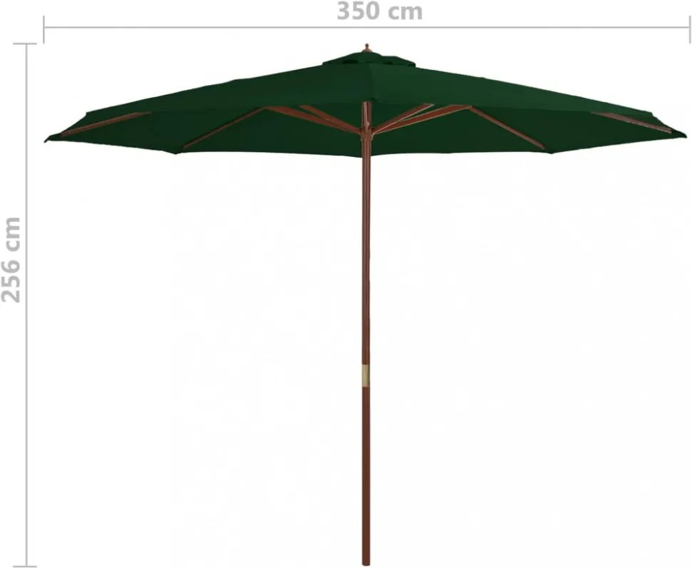 zöld kültéri napernyő farúddal 350 cm