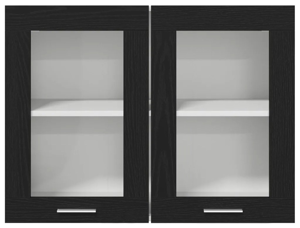 Fekete Tölgy Függő Üveg Szekrény 80x31x60 cm Műanyag Fából