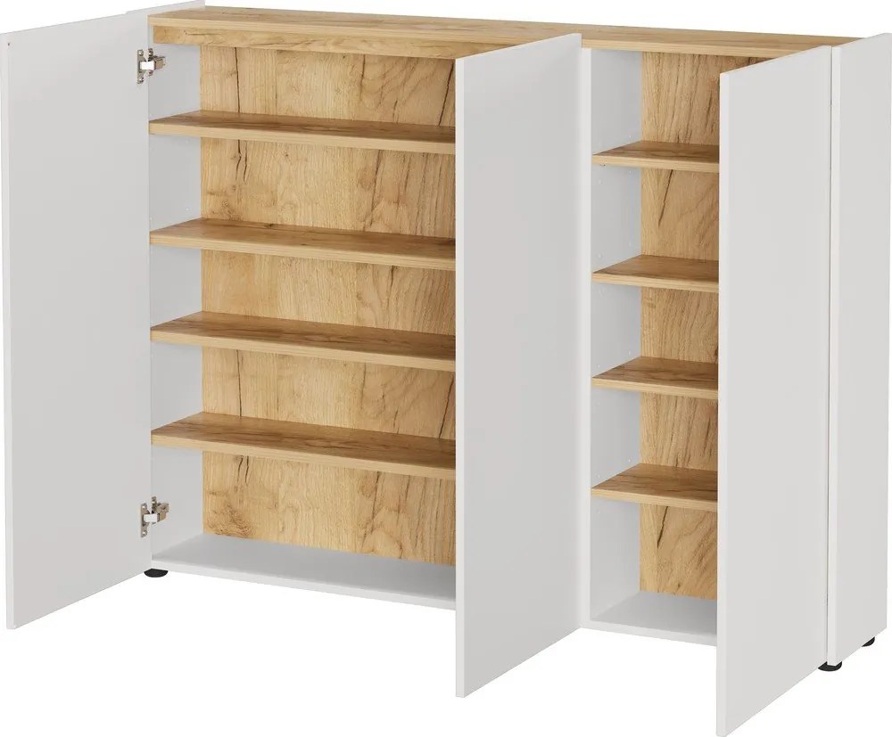 Krémszínű szekrény tölgyfa dekorral 138x105x25 cm Libbiano – Germania