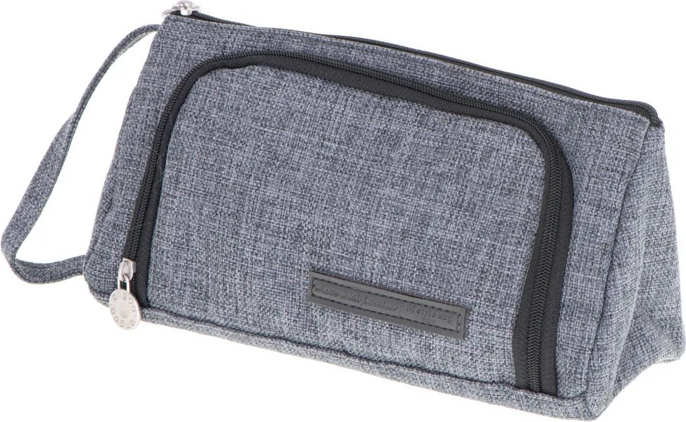 Iskolai tolltartó dupla tasakos hiúsági tok szürke